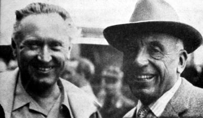 1957 - Gerhard Fieseler und der Köner Fluglehrer Jakob "Köbes" Möltgen auf dem Butzweilerhof