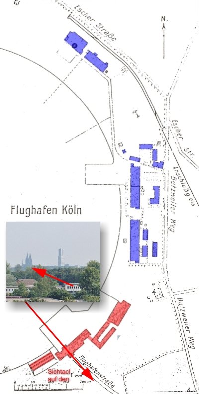 Lage der Neubauten auf dem Flughafen Kln Butzweilerhof