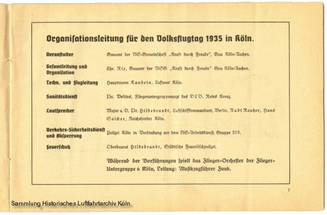 Volksflugtag 1935 Flughafen Kln Butzweilerhof Organisationleitung