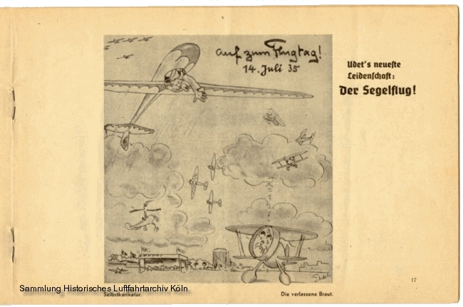 Volksflugtag 1935 Flughafen Kln Butzweilerhof Karikatur Ernst Udet