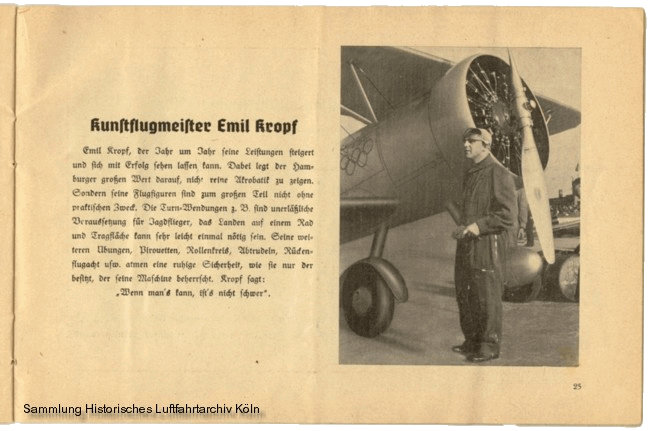 Volksflugtag 1935 Flughafen Kln Butzweilerhof Vorstellung Kunstflugmeister Emil Kropf