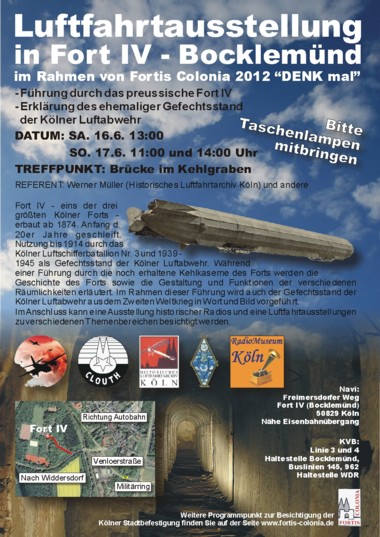Plakat zur Luftfahrtausstellung in Fort IV am 16. und 17. Juni 2012